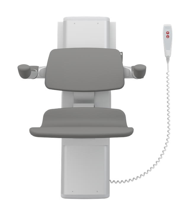 Pressalit PLUS Shower Seats 450, Incl. Back- And Armrests, 500 mm Electrically Height Adjustable With Wired Hand Control Grey (R7664112)