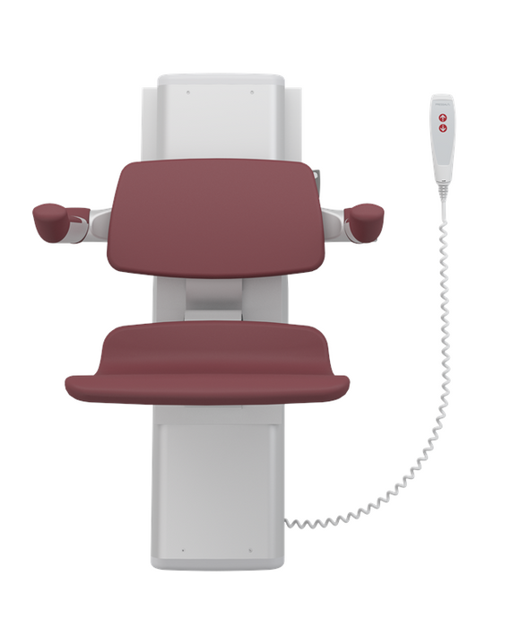 Pressalit PLUS Shower Seat 450, Electrically Height Adjustable And Manually Sideways Adjustable Red (R7664035)