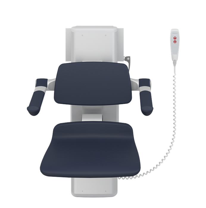 Pressalit PLUS Shower Seat 450, Electrically Height Adjustable And Manually Sideways Adjustable Blue (R7664108)