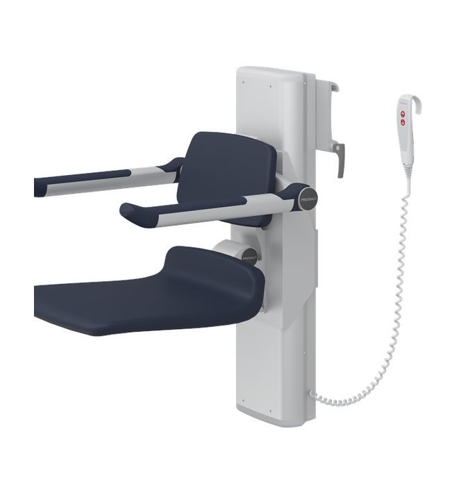 Pressalit PLUS Shower Seat 450, Electrically Height Adjustable And Manually Sideways Adjustable Blue (R7664108)