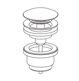 Pressalit Drain Fitting, Pop-Up-Plug Silver (LA1321)