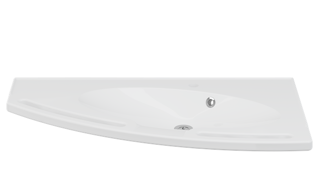 Pressalit MATRIX Angle Wash Basin Without Overflow 1000x571mm, With Integrated Handrails, Left-Facing White (R2043000)