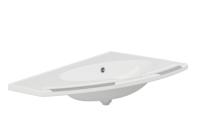 Pressalit MATRIX Angle Deep Wash Basin With Overflow 1000x571mm, With Integrated Handrails, Left-Facing White (R2142112000)