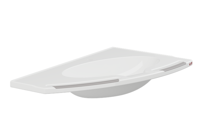 Pressalit MATRIX Angle Deep Wash Basin Without Overflow 1000x571mm, With Integrated Handrails, Left-Facing, For Powered Basin Units White (R2153112000)