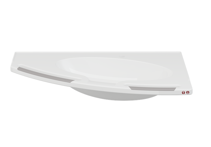 Pressalit MATRIX Angle Deep Wash Basin Without Overflow 1000x571mm, With Integrated Handrails, Left-Facing, For Powered Basin Units White (R2153112000)
