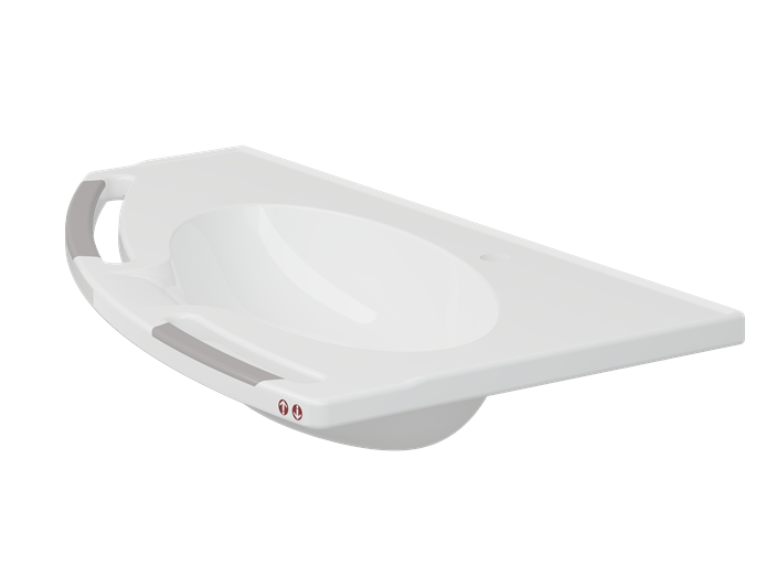 Pressalit MATRIX Angle Deep Wash Basin Without Overflow 1000x571mm, With Integrated Handrails, Left-Facing, For Powered Basin Units White (R2153112000)