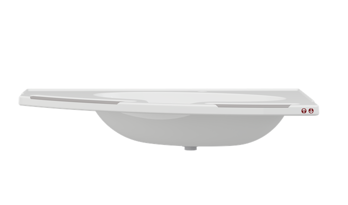 Pressalit MATRIX Angle Deep Wash Basin Without Overflow 1000x571mm, With Integrated Handrails, Left-Facing, For Powered Basin Units White (R2153112000)