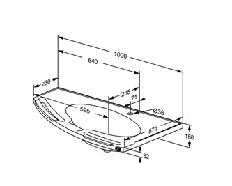 Pressalit MATRIX Angle Deep Wash Basin Without Overflow 1000x571mm, With Integrated Handrails, Left-Facing, For Powered Basin Units White (R2153112000)