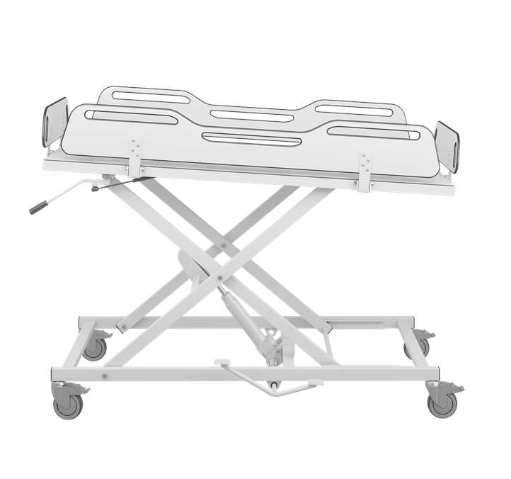 Pressalit MSCT 4 Shower Change Trolley 1700mm, Manually Height Adjustable White (R9504717000)