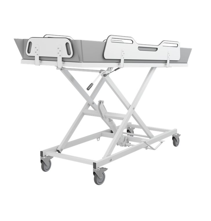 Pressalit MSCT 4 Shower Change Trolley 2100mm, Manually Height Adjustable White (R9504721000)