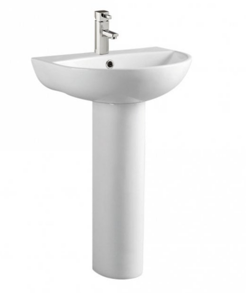 Kartell K-VIT Kameo 450mm 1 Tap Hole Basin and Full Pedestal-White Gloss (POT544KA-POT532KA)
