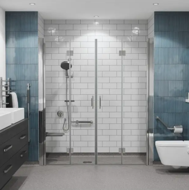 Impey Coram Premier 8 8mm Glass 1000mm x 1000mm Double Bi-Fold Door Shower Enclosure Chrome (P8CB10CUC)