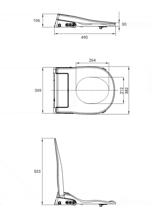 AKW Ergonomic Bidet Seat Bottom Entry (30504)