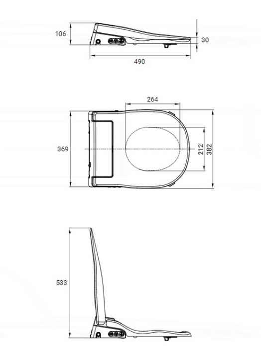 AKW Ergonomic Bidet Seat Bottom Entry (30504)