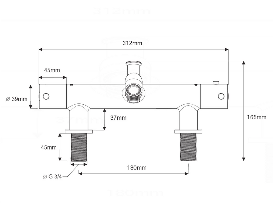 AKW Thermostatic Peg Lever Bath Shower Mixer Tap (Excluding Kit) (30817)