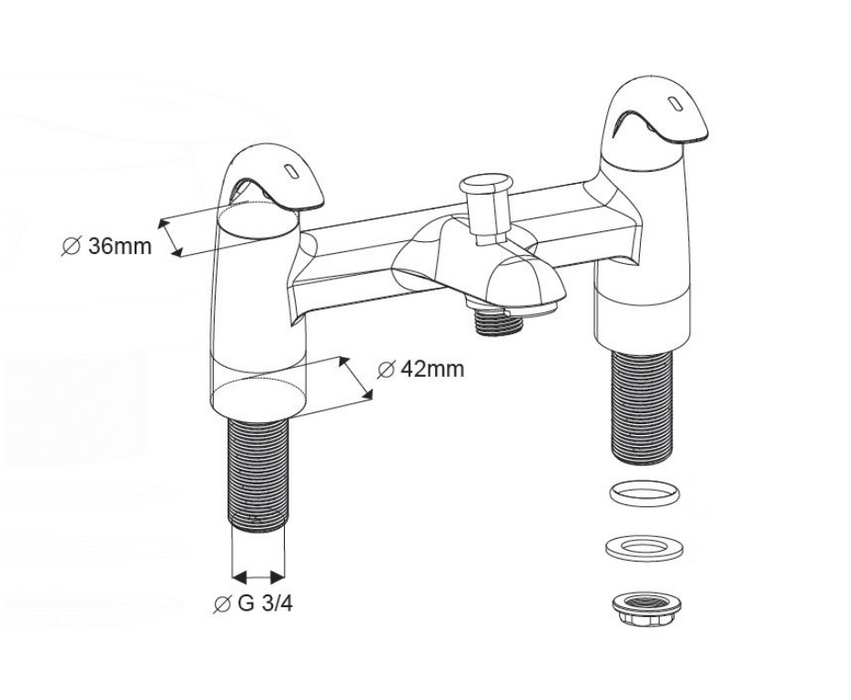 AKW Denova Bath Shower Mixer Tap (Excluding Shower Kit) Chrome (30816)