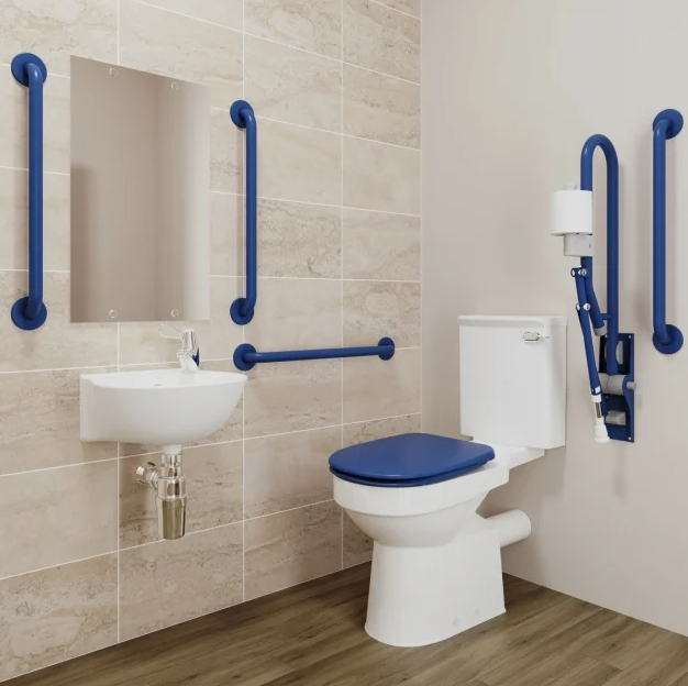 AKW Close Coupled Standard Doc M Pack, TMV3 Tap, Fluted Dark Blue (28314FDB)