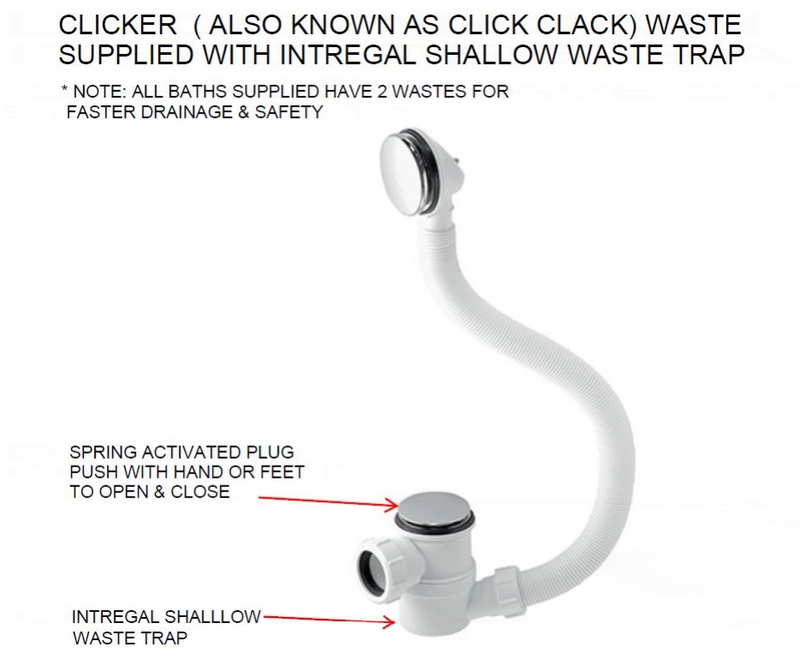 AKW Nunsmere Deep Soaker Walk In Bath 1270x660mm Left Hand (11-NUNLH)