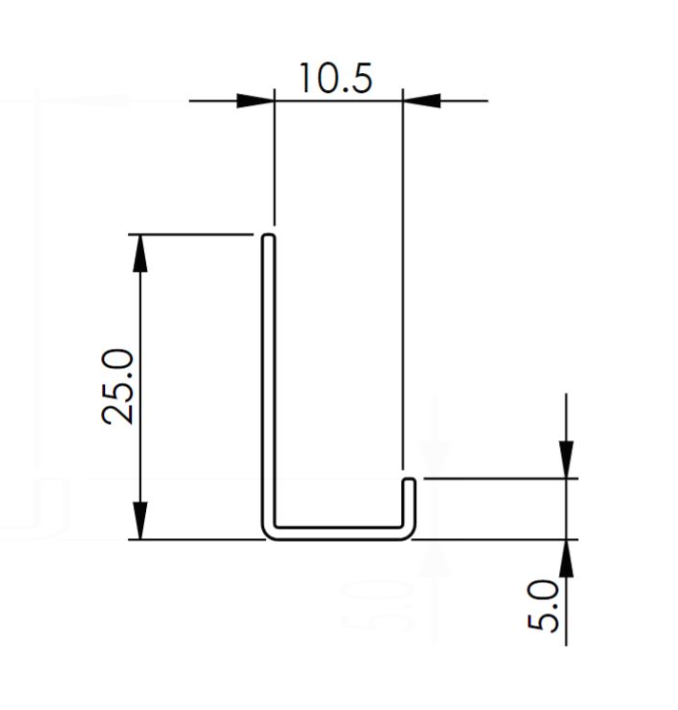 AKW Alveo PVC Wall Panel End Cap Profile 2500mm Satin Aluminium (27833)