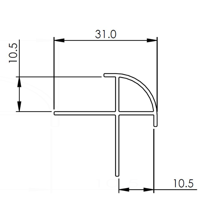 AKW Alveo PVC Wall Panel External Corner Profile 2500mm Satin Aluminium (27835)