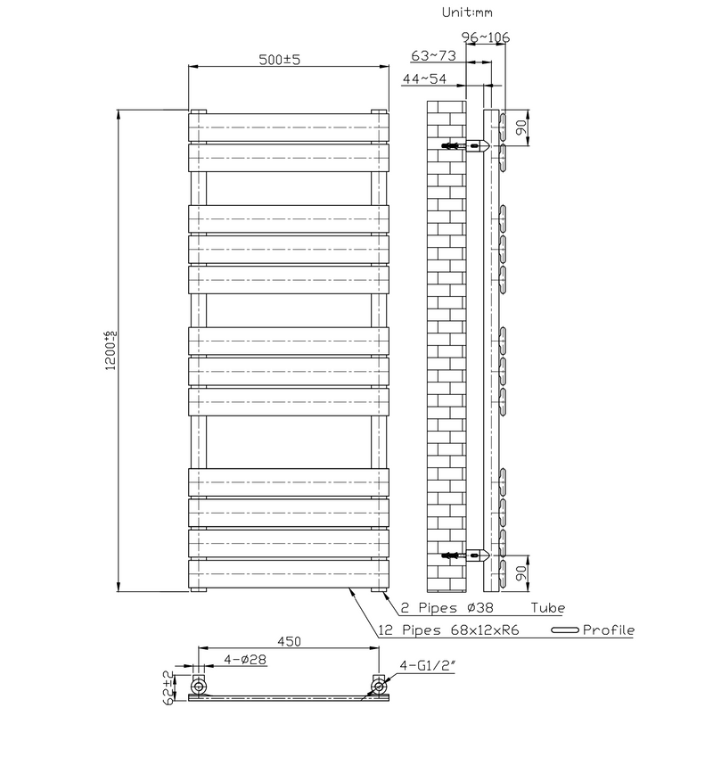 Kartell K-VIT Memphis Designer Towel Rail Chrome (MEM500-1200)(MEM600-1200)