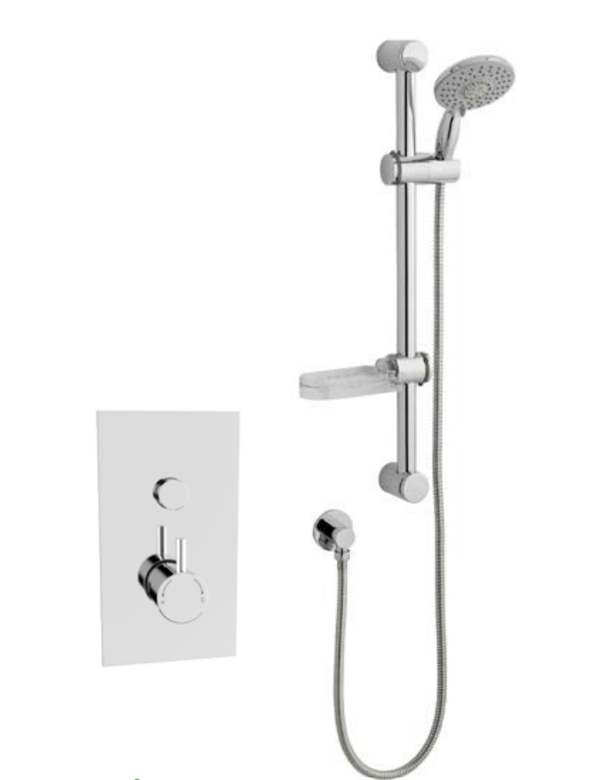 Kartell K-VIT Plan Option 8 Concealed Single Round Push Button Shower Set with Slide Rail Kit – Chrome (SHO006PL)(SHO080DE)(SHO092OE)