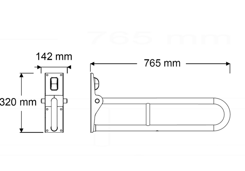 AKW 1800 Series Hinged Hairpin Folding Support Grab Rail 32mm Blue (01810BU)