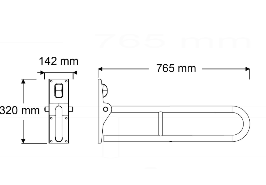 AKW 1800 Series Hinged Hairpin Folding Support Grab Rail 32mm Blue (01810BU)