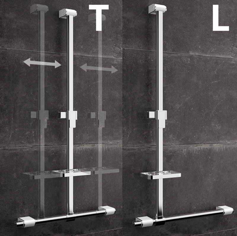 AKW Onyx 2 – T & L Shaped Grab Rail – Chrome & White (12805-LS)