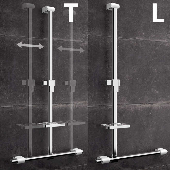 AKW Onyx 2 – T & L Shaped Grab Rail – Chrome & White (12805-LS)