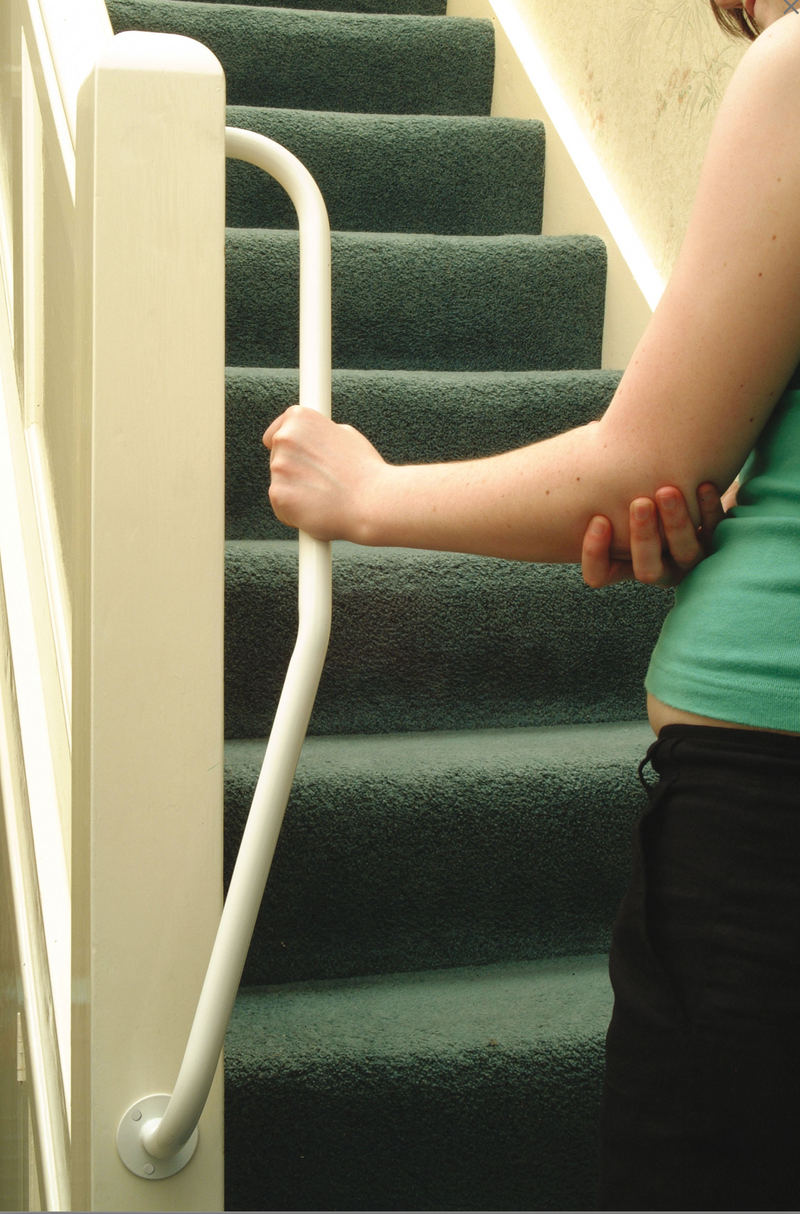 AKW 1700 Series White Powder Coated 32mm Diameter Steel Newel Rail Left or Right Handed (01745L)(01745R)
