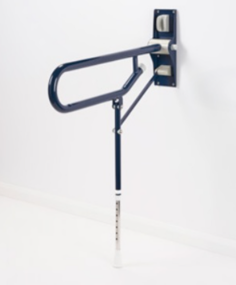 AKW 1800 Series Fold Up Toilet Support Grab Rail Adjustable Leg Dark Blue (01830DB)