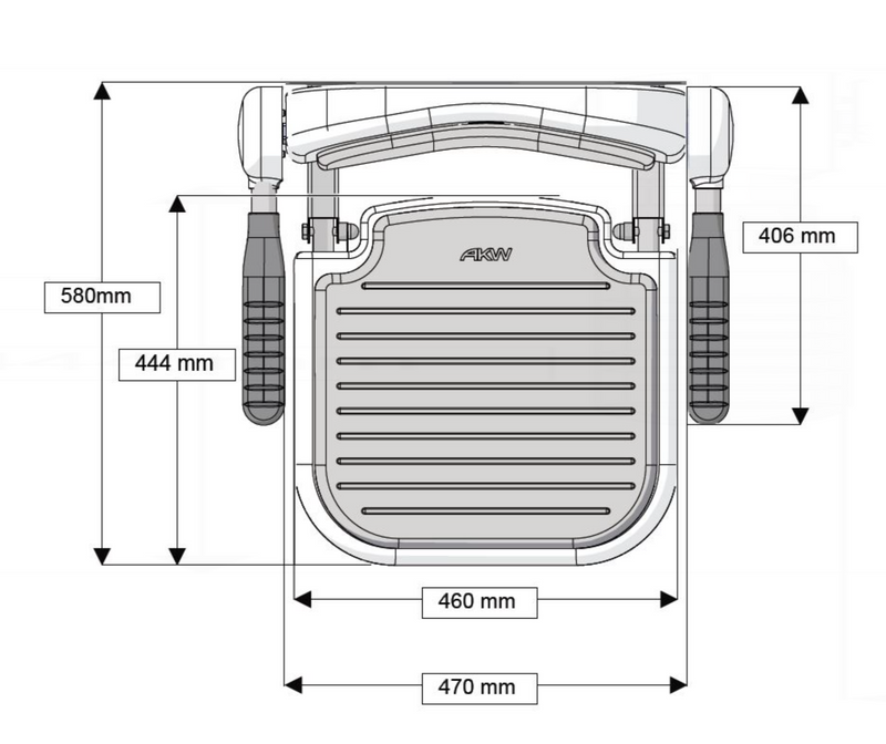 AKW 3000 Series White Seat with Back & Grey Padded Arms (03131)