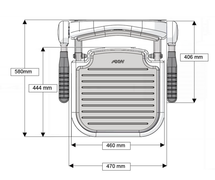 AKW 3000 Series White Seat with Back & Grey Padded Arms (03131)