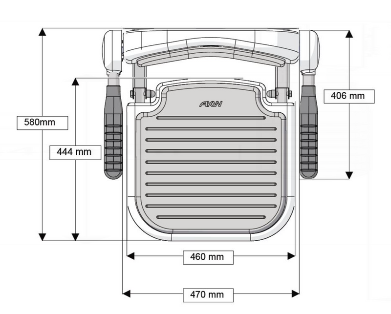AKW 3000 Series Seat with Grey Padded Back and Arms (03131P)
