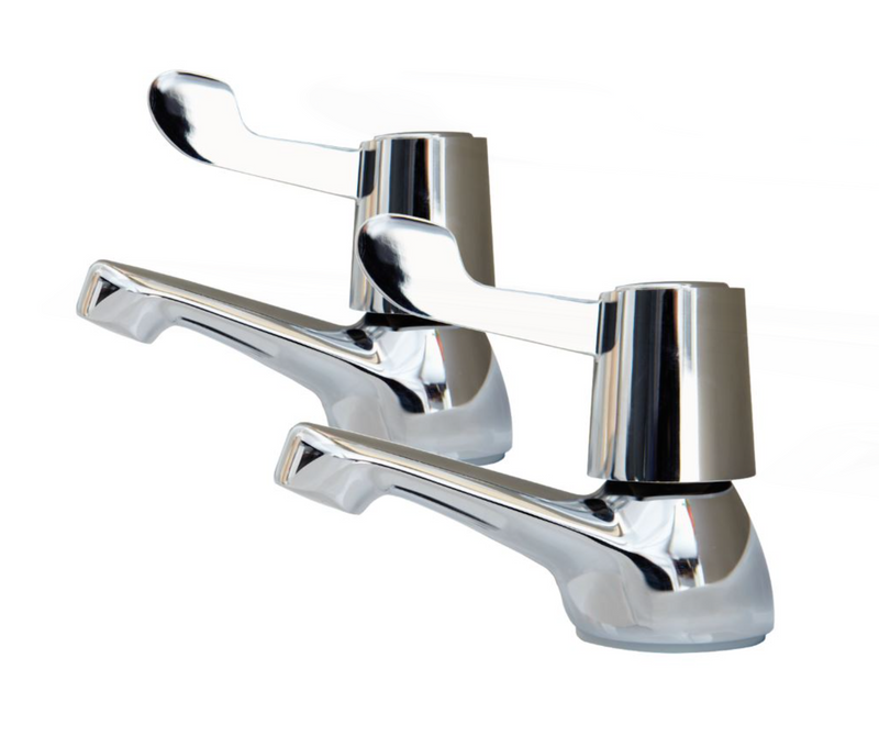 AKW Lever Handle Bath Taps (pair) Silver (30848)
