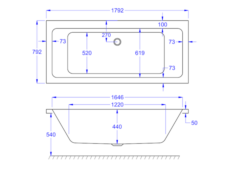 Kartell K-VIT Spirit Duo 1800x800 Bath with Legs (SPI1880DUO)