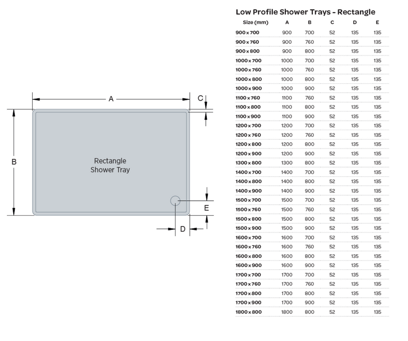 Kartell K-VIT 1200 x 900mm Rectangle Low Profile Shower Tray (UNR1209)