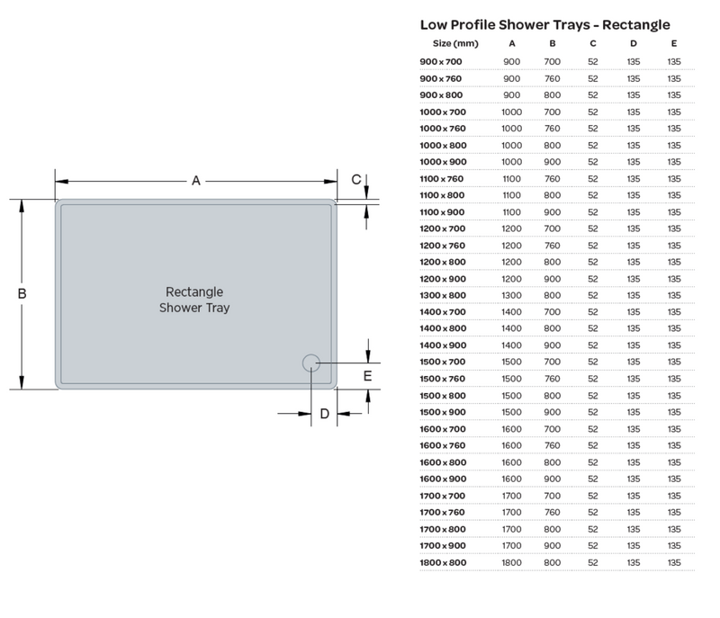Kartell K-VIT 1800 x 800mm Rectangle Low Profile Shower Tray (UNR1808)
