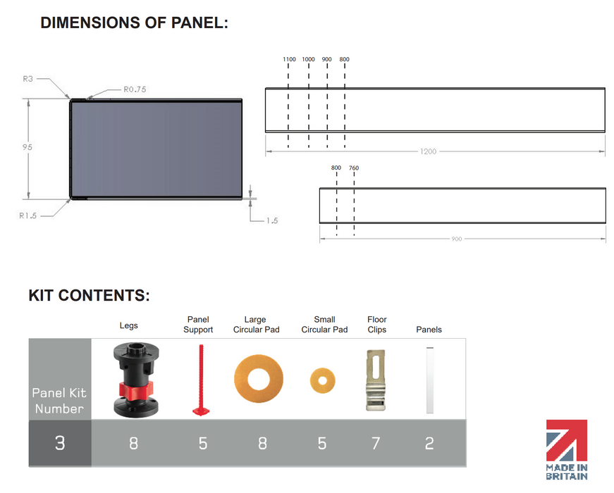Kartell K-VIT JT Unity Square/Rectangle Gloss White Panel Kit 3 (UNP1290100)