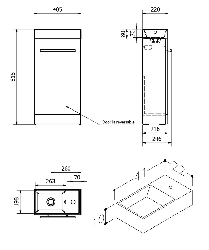 Kartell K-VIT Purity Cloakroom Unit & Basin White Gloss (FUR280PU-RWFCUBEBAS)