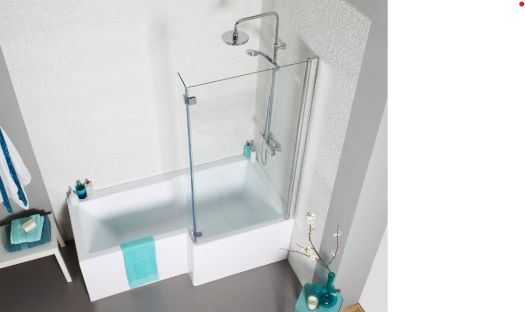Kartell K-VIT Elite L-Shaped Square Shower Bath 1500 x 850mm Right Hand (BAT141EL)
