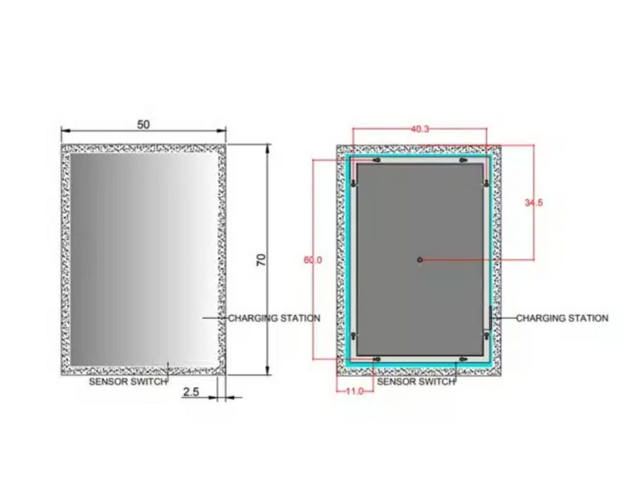 Kartell K-VIT Manton 700 x 500mm LED Mirror (MIR002)