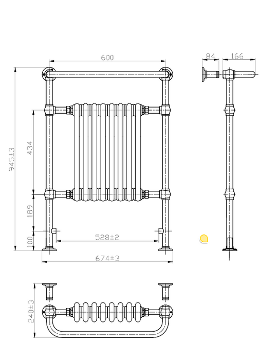 Kartell K-VIT Crown Heated Towel Rail 500 x 945mm (LAS-1)