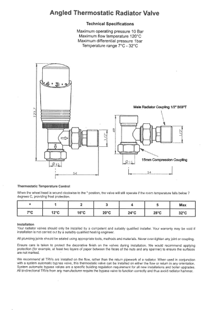 Kartell K-VIT K-Design Angled Twin Thermostatic Radiator Valve Pack Chrome (CR-TRV301A)