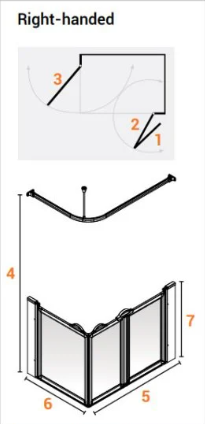 AKW Option A Shower Screens 1200x700mm Right Hand - 750mm High (91003R)
