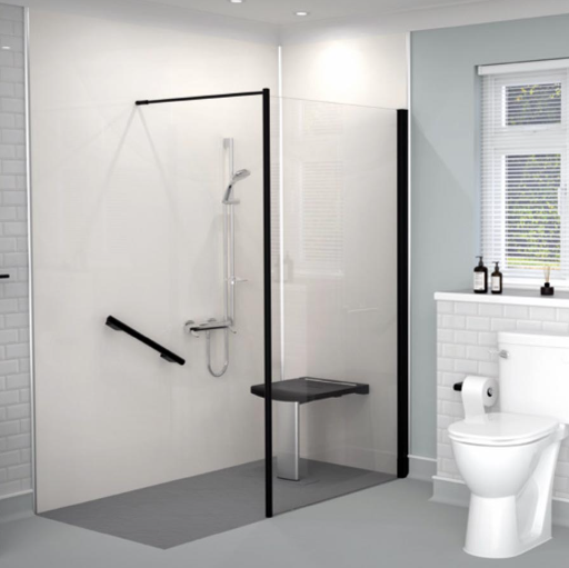 AKW Level Best Option GA Full Height Glass Screen 800mm Black (LB00216BK)