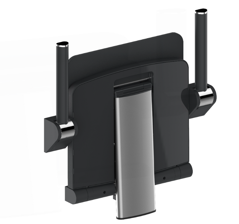 AKW Onyx Shower Seat With Back, Arms & Adjustable Leg - Black (02811BK-LS)