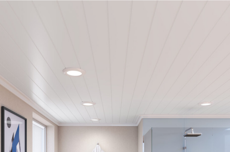 PVC Matte White Ceiling Panels, Double White Matte 4 Pack, 4000mm x 250mm