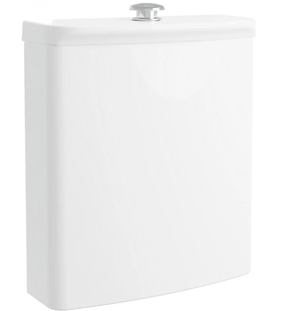 AKW Navlin low level cistern with raised push button flush and flush pipe, supplied in the 28322PB WC suite